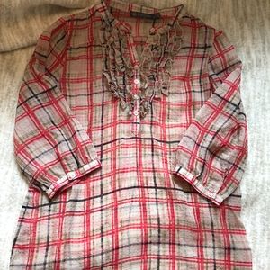 The Limited Ruffle Plaid Blouse Size M